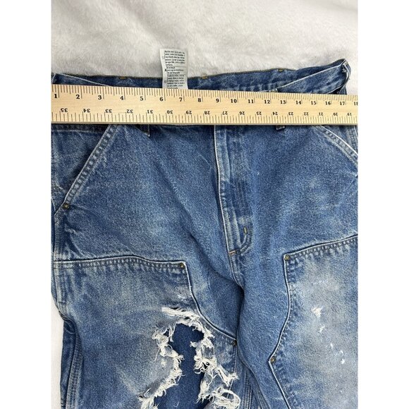 Carhartt Mens Double Knee  Workwear Blue Denim Jeans 36x34 Original Dungaree Fit - Picture 6 of 16